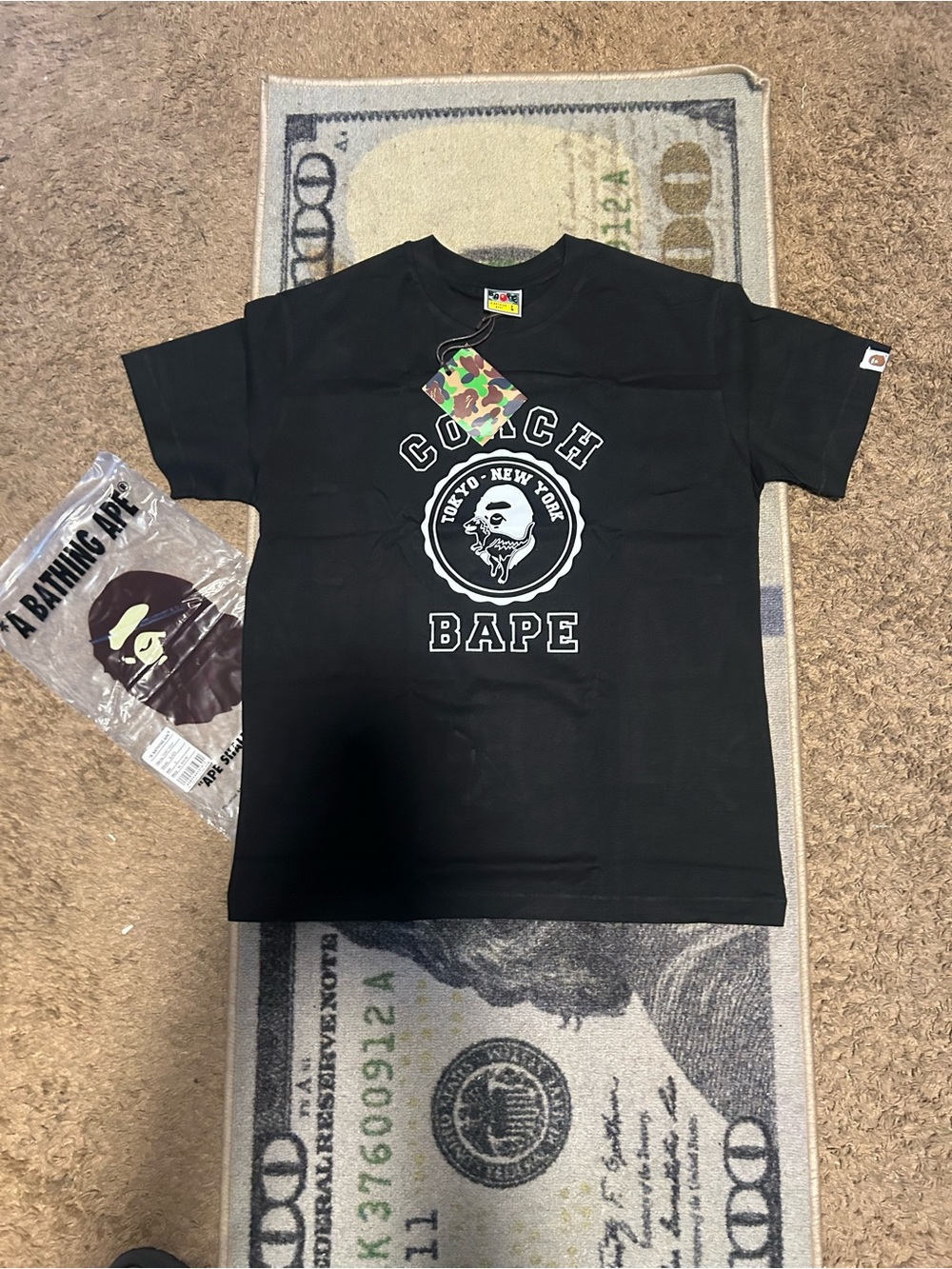 Bape Black Coach Collaboration Graphic Tee